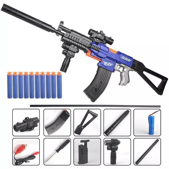 Автомат АК -47 , 107 см ( с мягкими пулями,  прицелом и глушителем )