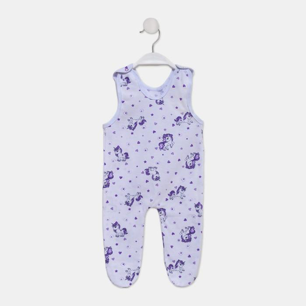 Ползунки длинные детские, цвет белый/фиолетовый, рост 62 см (Детская линия)