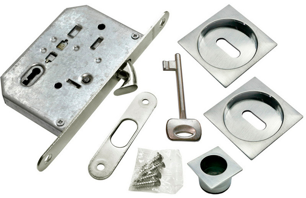 Ручка для раздвижных дверей MORELLI MHS-2 L SC матовый хром ключ