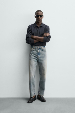 ZARA ДЖИНСЫ STRAIGHT ДЛИНОЙ ДО ЩИКОЛОТКИ, ВЫЦВЕТШИЙ СИНИЙ