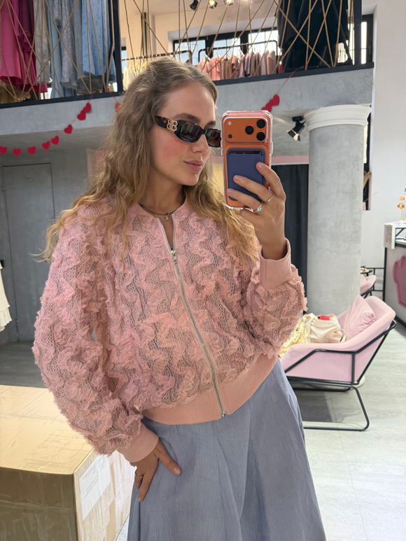 Кружевной бомбер Boho розовый
