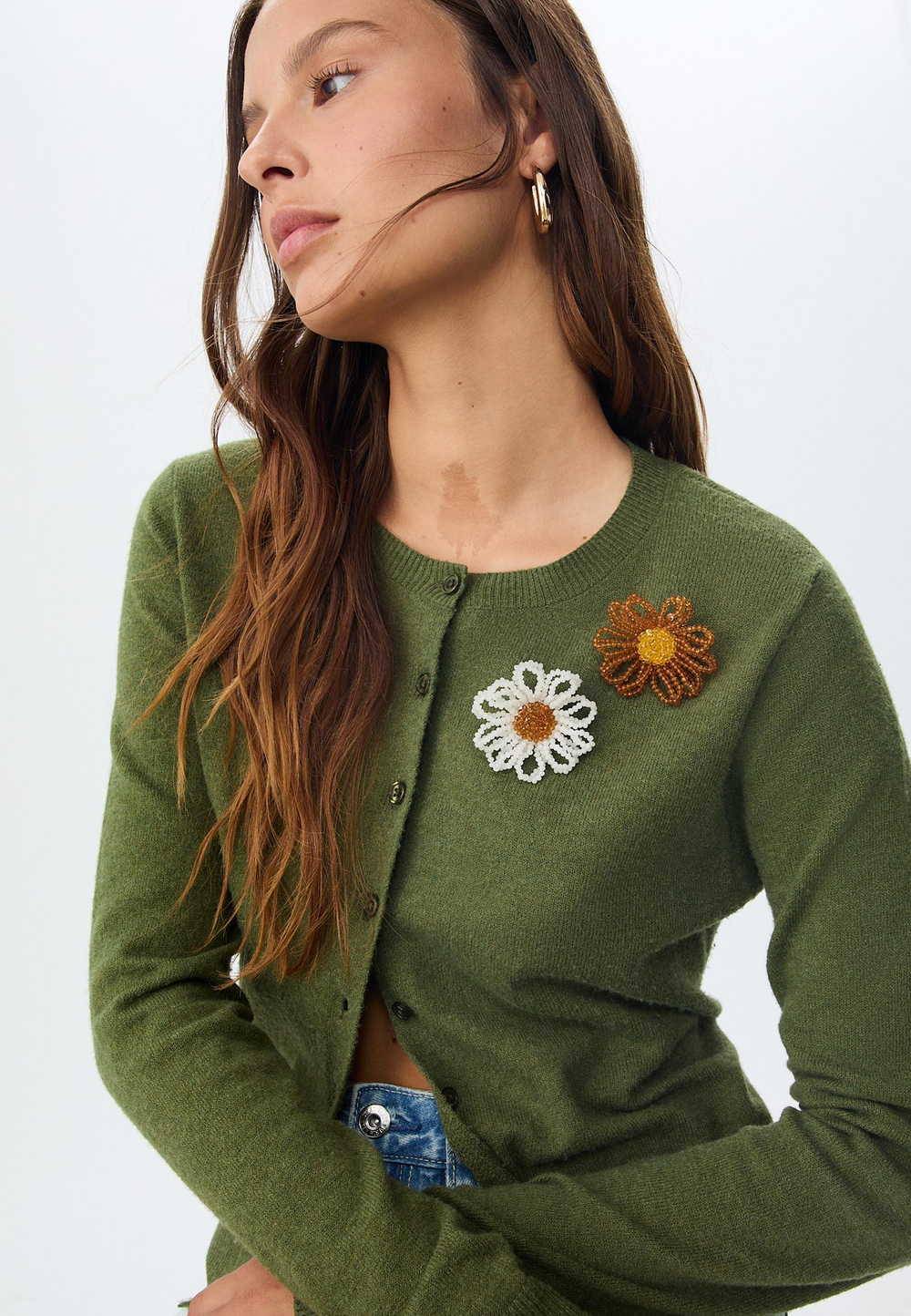 Stradivarius Набор из двух брошей из бисера, белый