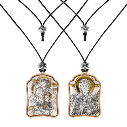 Св. Семейство-Матрона, подвеска 2х сторонняя 30х40