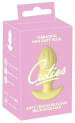 Желтая анальная пробка с вибрацией Cuties Vibrating Mini Butt Plug - 8 см. (Цвет: желтый)