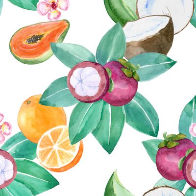 Акварельные экзотические фрукты