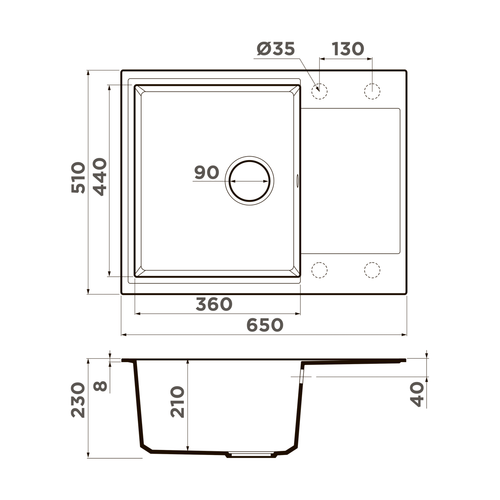 кухонная мойка Omoikiri Daisen 65T-CH Tetogranit/шампань