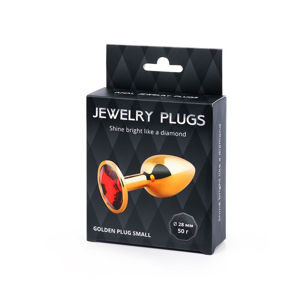 Golden plug small (втулка анальная) цвет кристалла красный, l 72 мм, d 28 мм, вес 50г, арт. gs-16
