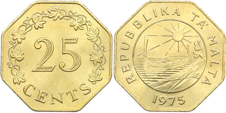Мальта 25 центов, 1975 Лодка XF