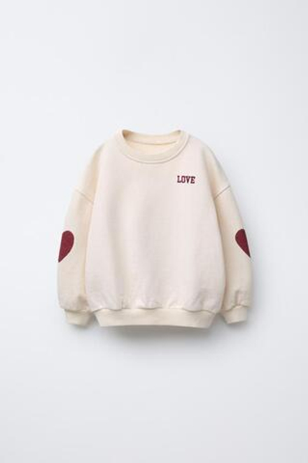 ZARA ТОЛСТОВКА С ВЫШИВКОЙ LOVE, ЭКРЮ