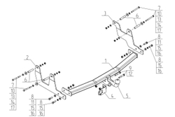 Фаркоп для Renault Dokker 2017-2019 Тип шара: A. Нагрузки: 1200/75 кг, RN 17