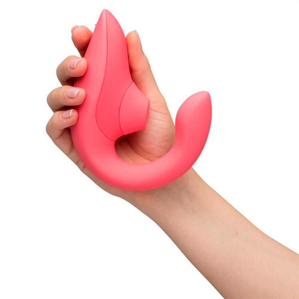 Розовый вибратор 13,9см с вакуумным стимулятором Womanizer Blend Vibrant Rose WZBD1SG2