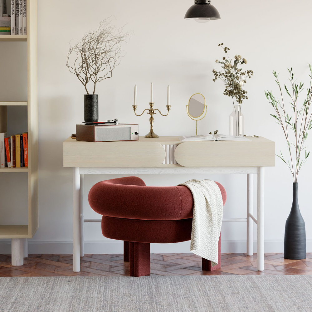 Стол письменный с 2 ящиками Ола 120х60х79 см, дизайнерский компьютерный стол на ножках, ЛДСП/сосна