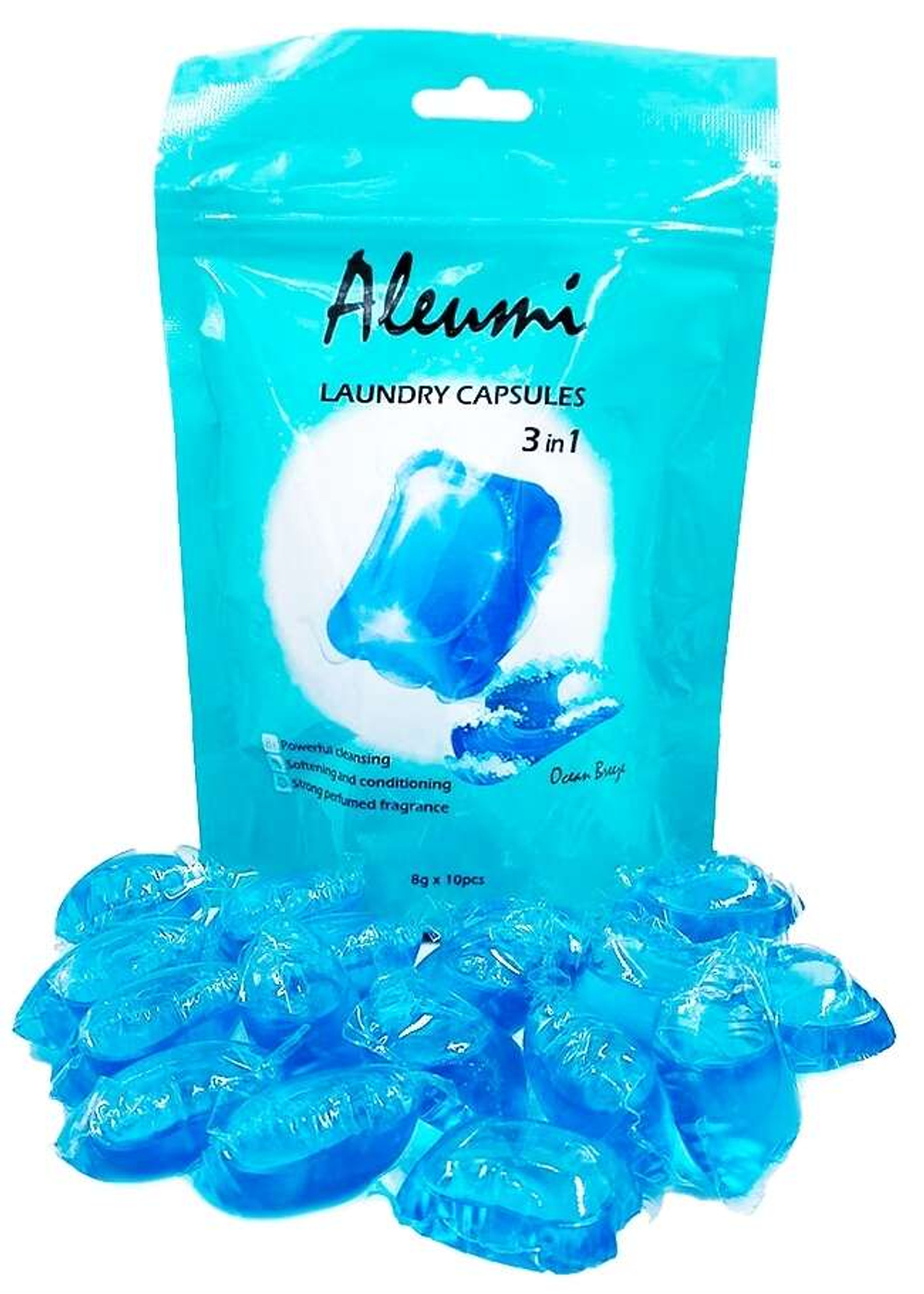 Aleumi капсулы для стирки 3в1, Ocean Breez 10 штук