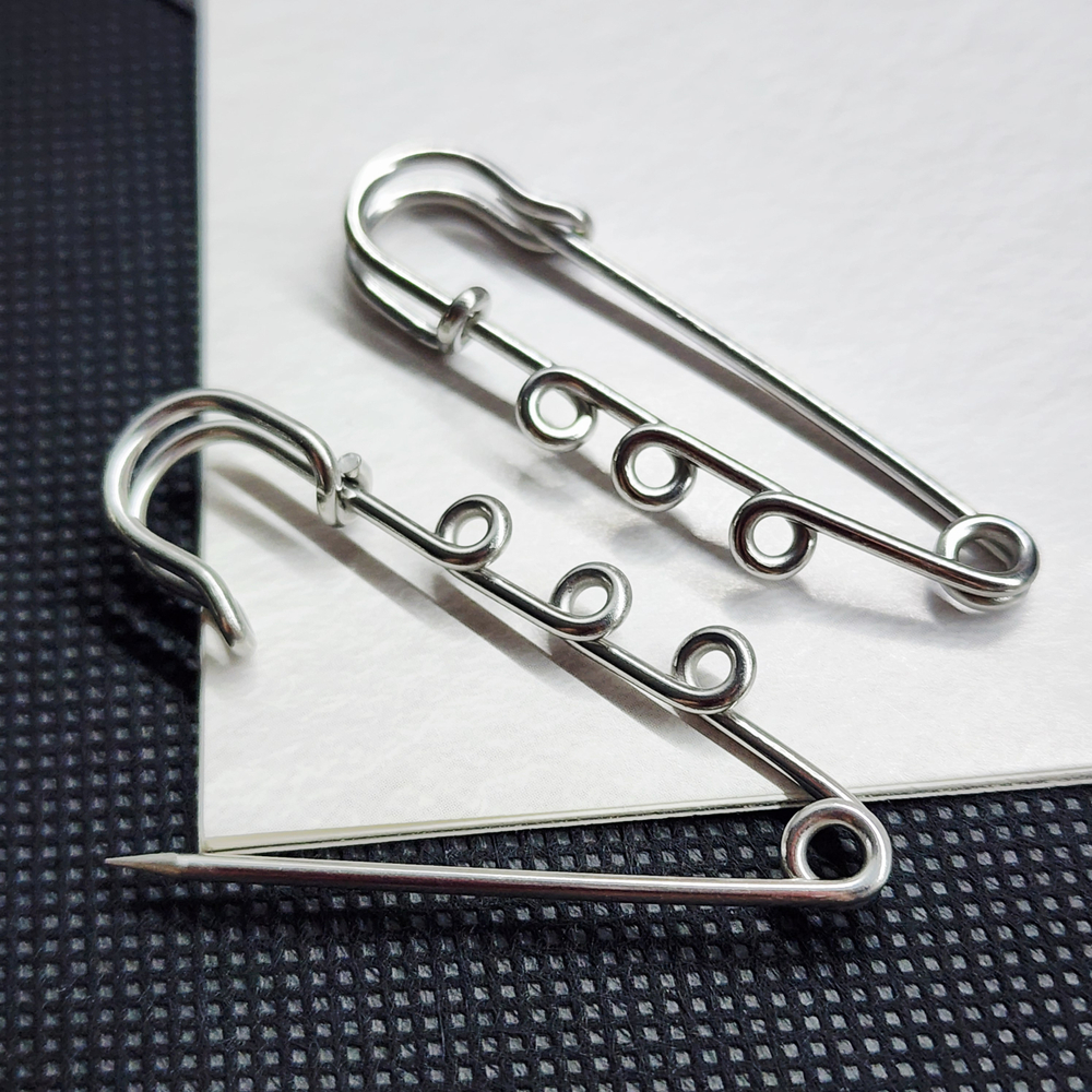 Булавка брошь, сталь 316, 50мм, отличная заточка, 3 петли, штучно