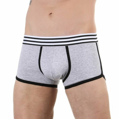 Мужские трусы-боксеры с резинкой в полоску и контрастным кантом (Размер: 4X) (Цвет: серый)