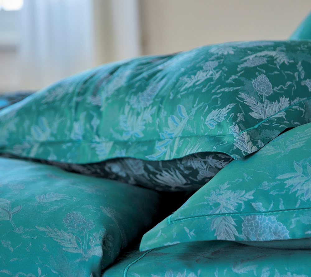 Постельное белье 2 спальное евро Blanc des Vosges Lupins Emeraude