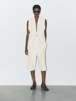 Massimo Dutti Строгие шорты с защипами — STUDIO, кремовый