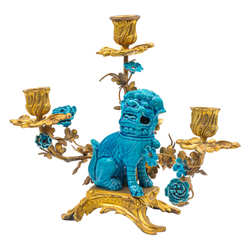 Каминный гарнитур. Часы и пара канделябров Людовика XV -Рокайль. Фарфор, бронза Франция. Кон.VIII в.