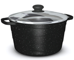 Кастрюля алюминиевая антипригарная 4 л NEVA GRANITE со стеклянной крышкой, высота стенки 136 мм