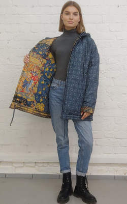 Двусторонняя куртка "Кормление птиц", по мотивам средневековой шпалеры 15 века