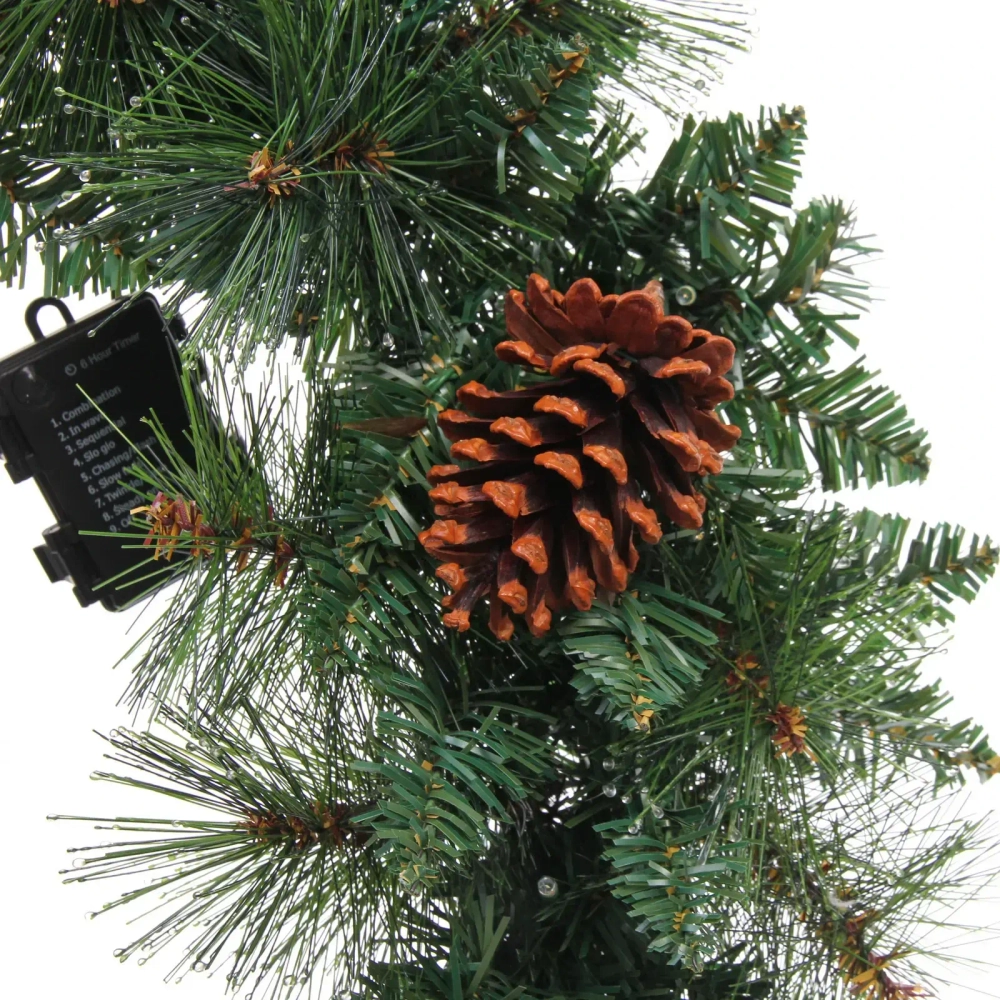 Венок хвойный «Богатство шишек» d-60 см леска, ПВХ, свечение - Теплый белый