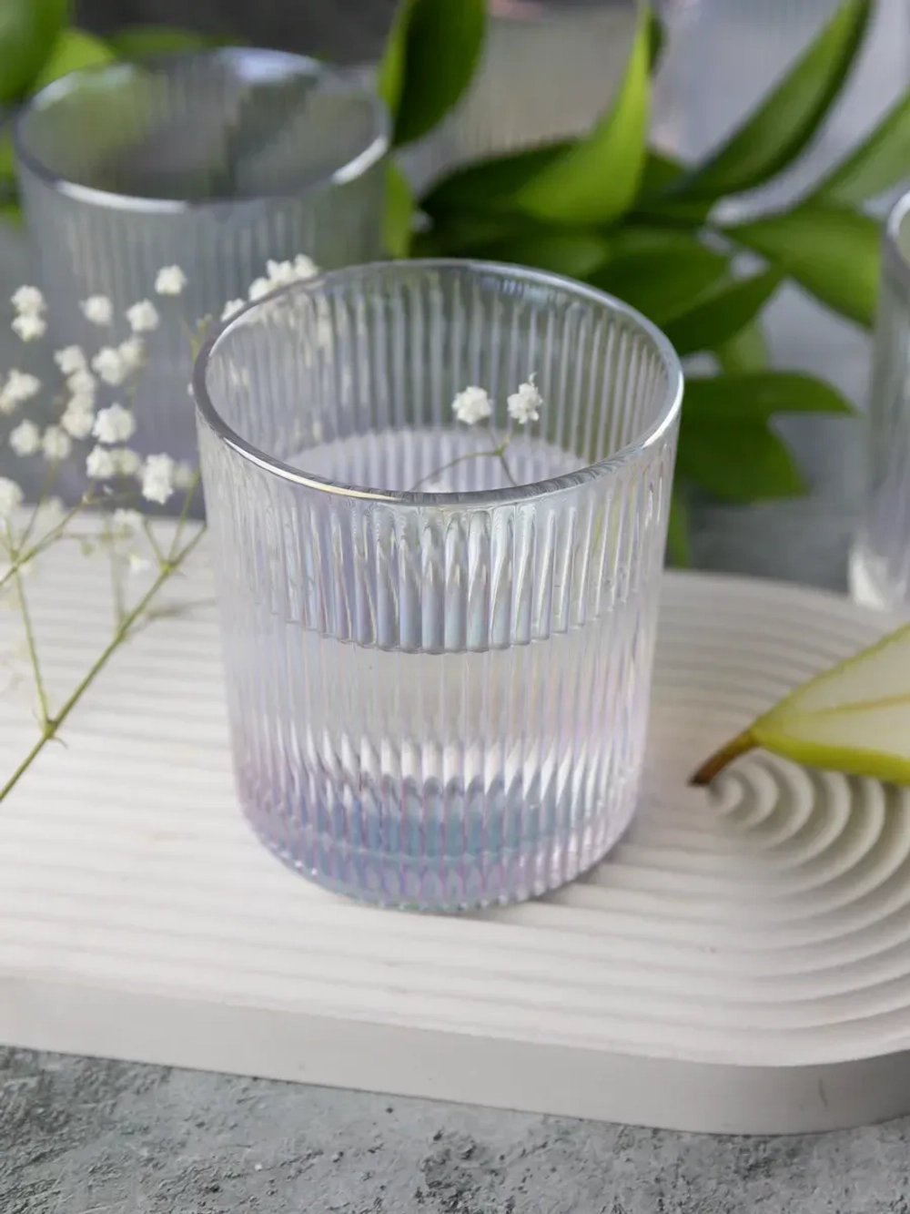 Набор ребристых бокалов для виски, 350 мл. 6 шт. перламутр