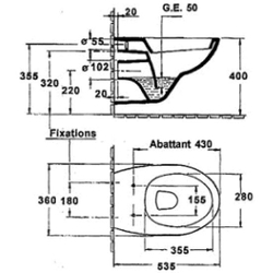 Унитаз подвесной Jacob Delafon Patio E4187-00 схема