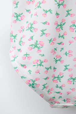 ZARA КУПАЛЬНИК В КЛЕТКУ ВИШИ С ЦВЕТОЧНЫМ ПРИНТОМ, БЕЛЫЙ