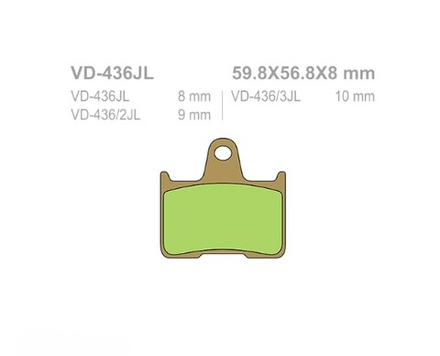 Колодки тормозные Vesrah VD-436JL (FDB2111)