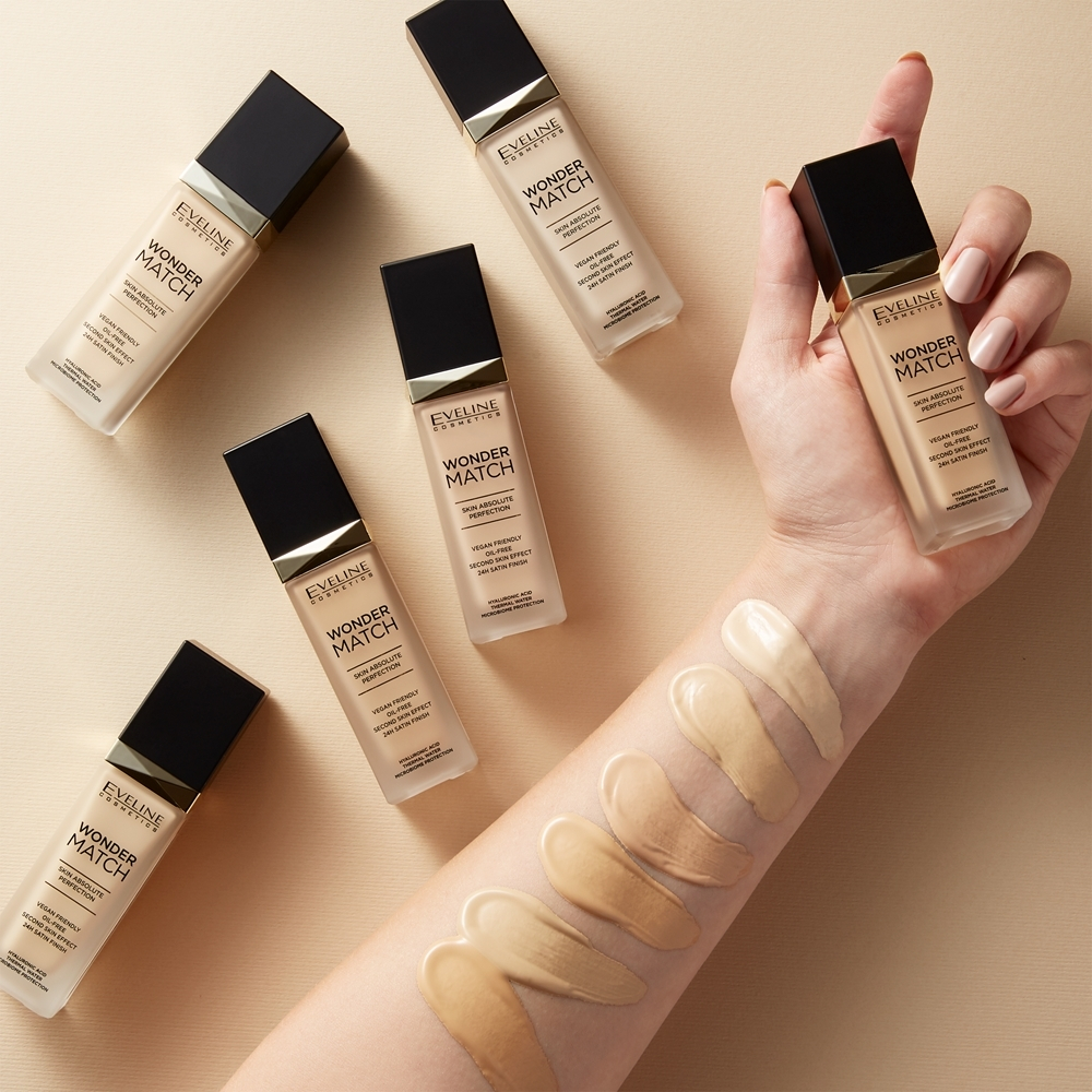 Eveline Cosmetics Wonder Match - Жидкая тональная основа длительного действия с гиалуроновой кислотой, 30 ml