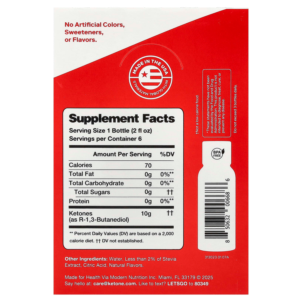 Ketone-IQ, Energy Shot, оригинальный, без кофеина, 6 флаконов по 59 мл (2 жидк. унции)