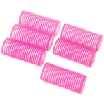 Бигуди липучки, 6шт., однотонные, цвет фуксия, d-2,5см