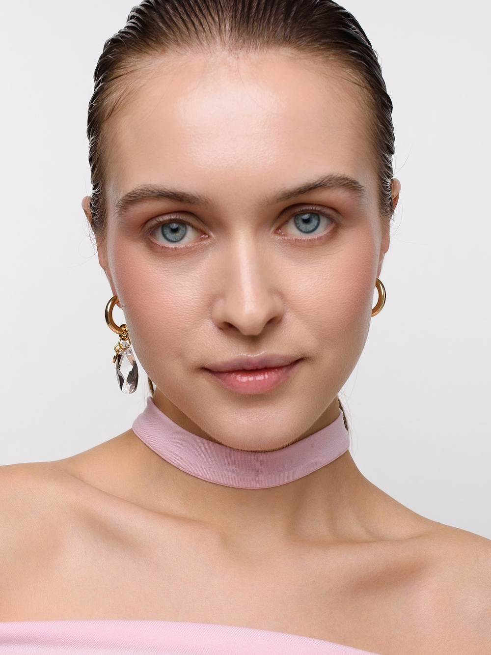 Серьги "Big crystal" Gold