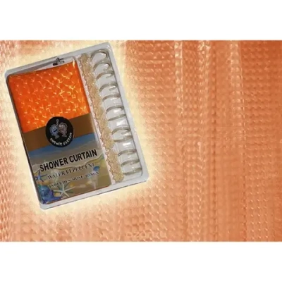 Штора для ванной PVC 180*180 3D «Квадраты оранжевые» 12 колец (фигурных)