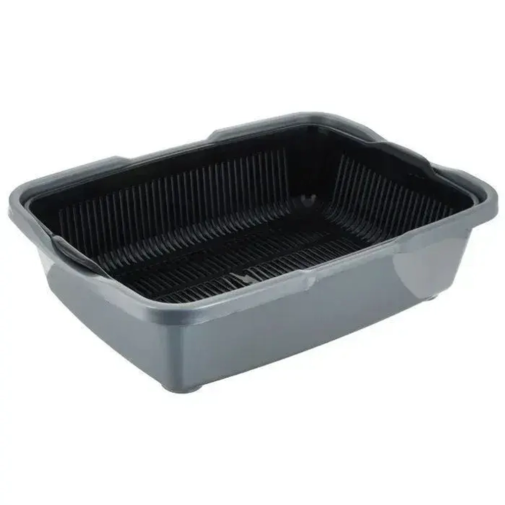 Туалет для кошек с сеткой черно-серебрян.