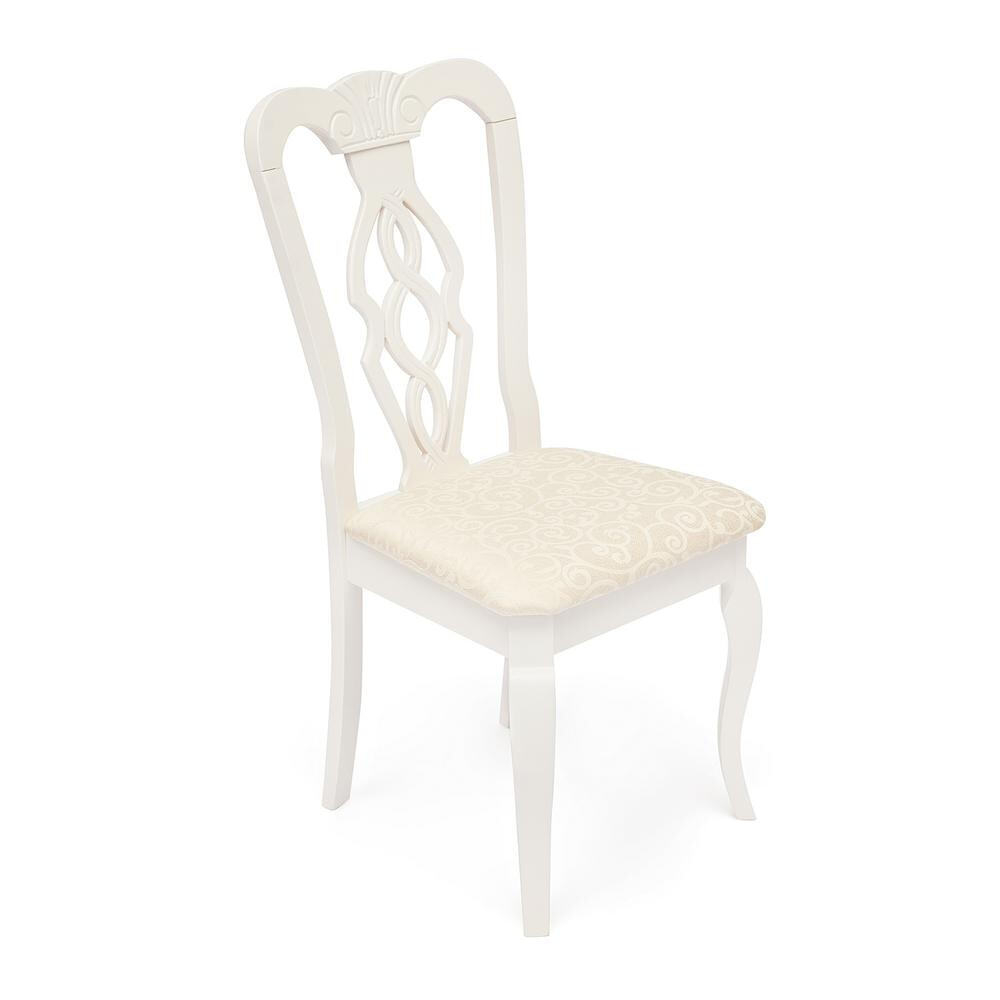 Стул - Афродита/ Aphrodite дерево гевея, 46х54х99см, butter white, ткань кремовая с рисунком (3321)