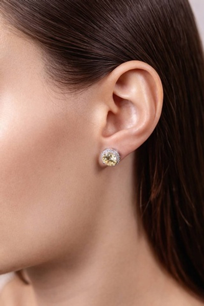 Серьги - пусеты "DIVA" с жёлтым цирконием