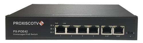 PX-POE42 коммутатор PoE 4+2 порта, металл