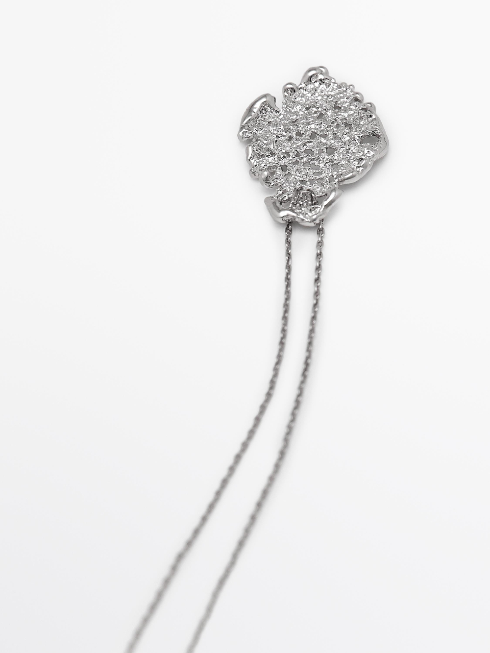 Massimo Dutti Мини-ожерелье с подвеской из кружева, серебряный