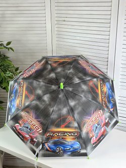 Зонт детский Гоночные машинки 48,5 см зелёный (202002036)