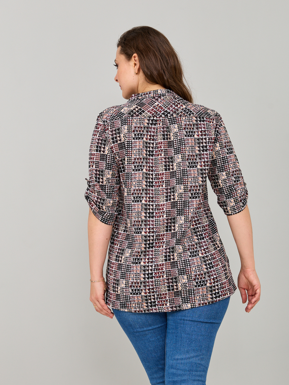 Блузка БЛ-131/пьедепуль-черныйтерракот