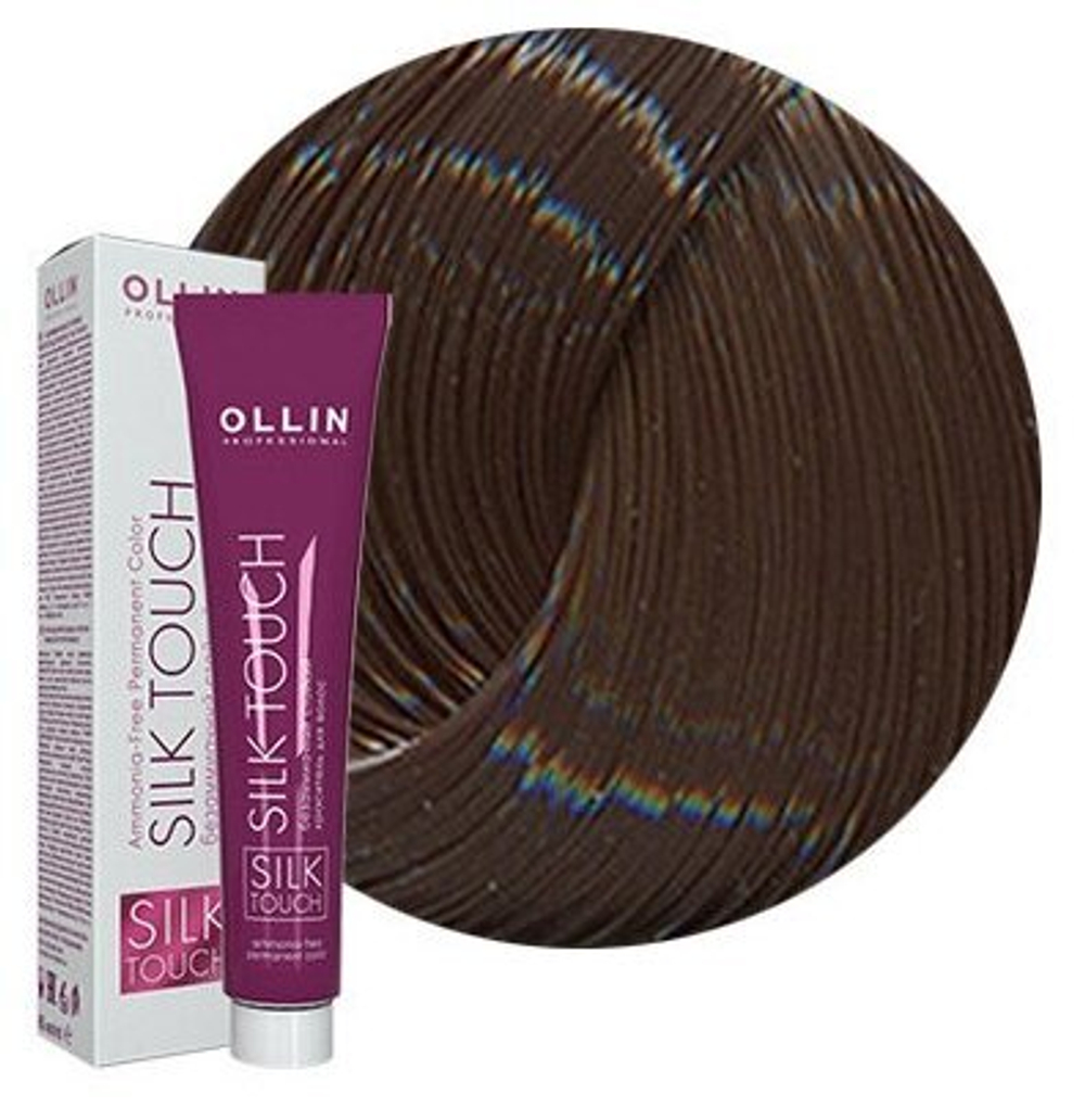 OLLIN SILK TOUCH 4/1 шатен пепельный 60мл Безаммиачный стойкий краситель для волос