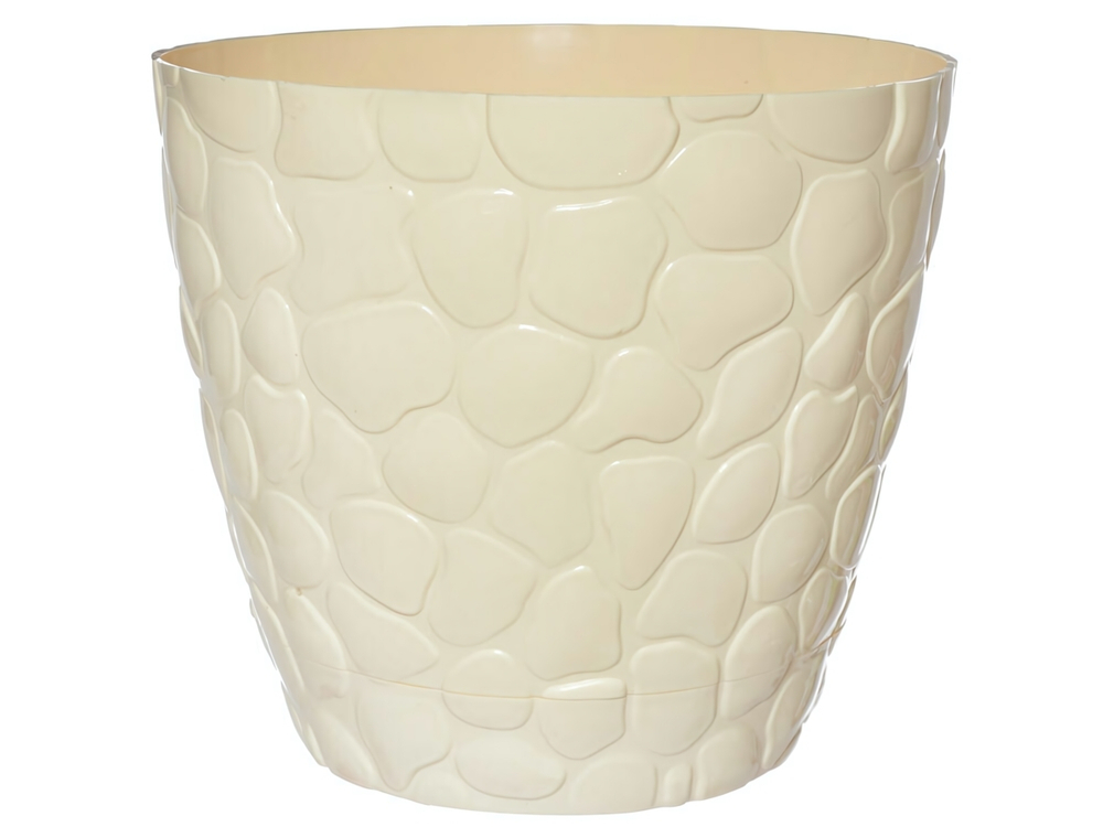 Кашпо Камешки 8л №4 слоновая кость