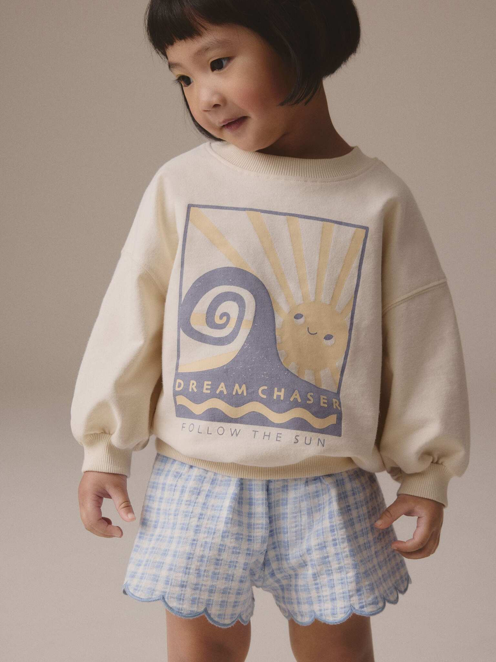 Толстовка и шорты в комплекте для девочки Next E55-504, Кремовый, Голубой