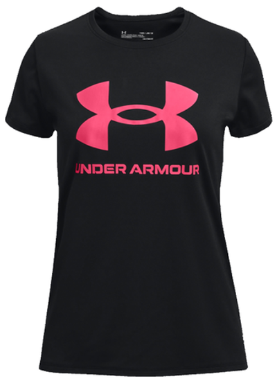 Футболка для девочки теннисная Under Armour Girls' UA Tech™ Sportstyle Big Logo Short Sleeve - black