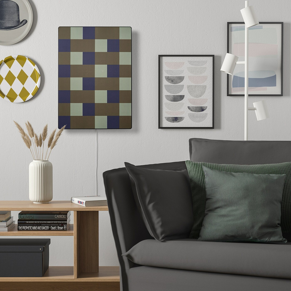 IKEA SYMFONISK  (ИКЕА СЙМФОНИСК)  -  Рамочная панель, сине-зеленая клетка