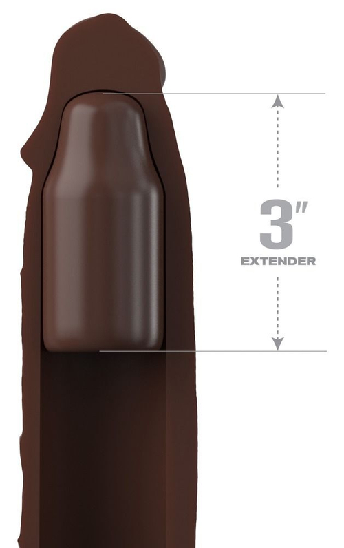 Коричневая насадка-удлинитель 3 Inch Silicone X-tension with Strap - 24,10 см.