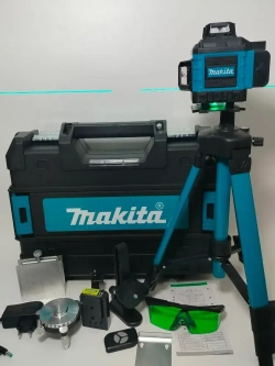 Лазерный уровень / нивелир 4х360 Makita с аксессуарами в сумке, зеленый луч 16 линий 4D