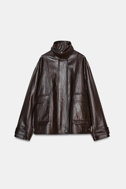 ZARA КУРТКА ИЗ ИСКУССТВЕННОЙ КОЖИ — ZW COLLECTION, КОРИЧНЕВЫЙ