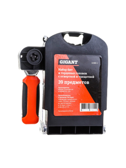 Набор бит и торцевых головок с отверткой и трещоткой 39 предметов Gigant GSBR-1